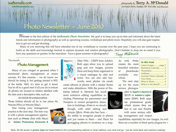 luxBorealis.com Photo Newsletter - June 2010