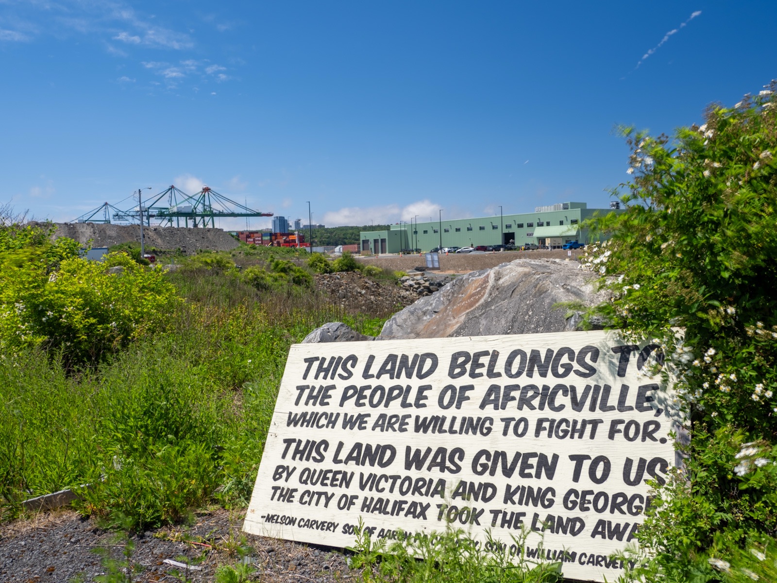 This land belongs to the people of Africville which we are willing to fight for. This land was given to us by Queen Victoria and King George. The city of Halifax took the land away.